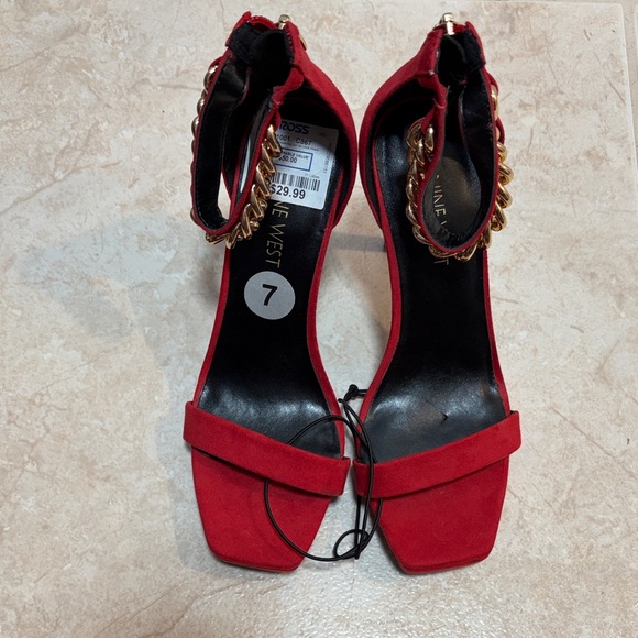 Nine West Shoes - Nine West Red Heels with Gold Accents